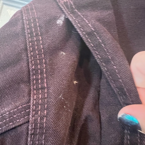 Vintage Carhartt Jacket Womens 2XL Purple Canvas Sherpa WJ141 Hooded Detroit - Picture 9 of 13